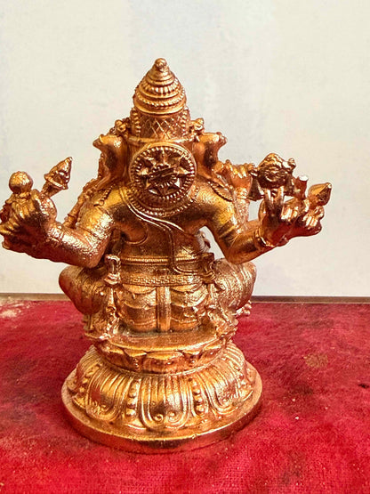 7.5 cm Maha Ganapathy 24ct. Gold Beschichtet