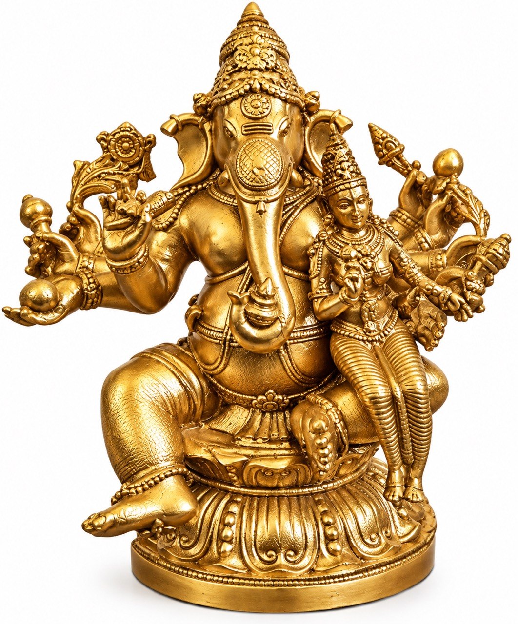 7.5 cm Maha Ganapathy 24ct. Gold Plated