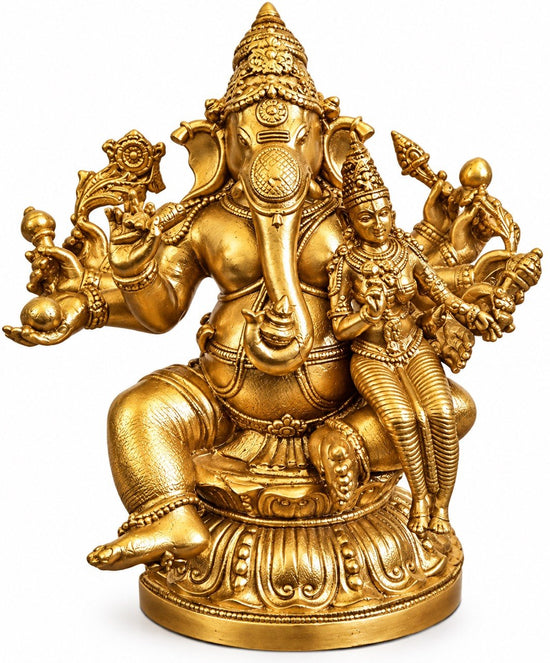 7.5 cm Maha Ganapathy 24ct. Gold Plated