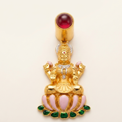 Lakshmi Anhänger Echtgold mit Mantar Hologram