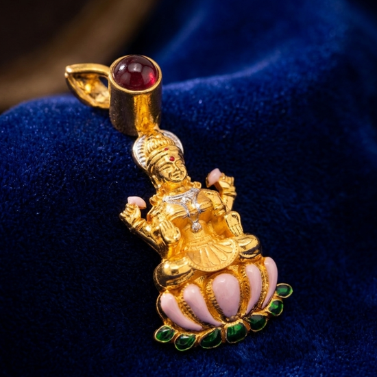 Lakshmi Anhänger Echtgold mit Mantar Hologram